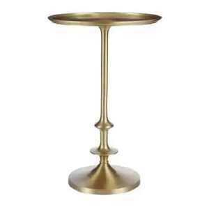 Elegant <b>Round</b> Metal Pedestal <b>Side</b> <b>Table</b> Polished Silver & Gold Turned Base End <b>Table</b> Classic Spindle Accent <b>Table</b> for Bedroom - Product Image 4
