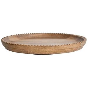 New Arrival Round Wooden Serving Tray with White Ribbed Border Decorative Storage Tray for Kitchen and Home - Product Image 4