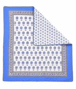 100% Cotton Indian Hand Block Printed Comforter <b>Set</b> Classic Blue Floral Reversible Premium Handmade AC <b>Bedspread</b> 3 Piece Bedding - Product Image 4