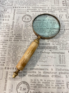 Loupe de lecture vintage à poignée en os, grande monture métallique, outil optique de bureau, décoration d'intérieur - Product Image 4