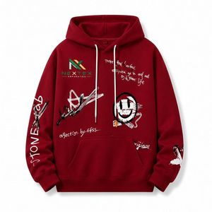 Sweat-shirt à capuche personnalisé avec visage souriant graffiti, streetwear pour hommes et femmes, sweat-shirt surdimensionné, imprimé doodle - Product Image 6