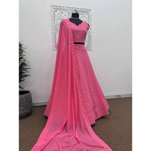 Lehenga choli ปักที่สวยงามของผู้หญิงสำหรับงานปาร์ตี้ที่มีลำดับ - Product Image 4