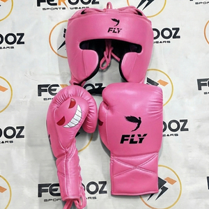 Ensemble de gants et de casque de boxe Fly, en cuir noir, à lacets, pour adultes, entraînement, cuir de vache véritable, produits de boxe - Product Image 6