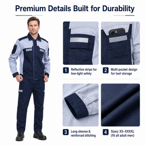 Conjunto <span class=keywords><strong>de</strong></span> Chaqueta y Pantalones <span class=keywords><strong>de</strong></span> Trabajo Industriales Impermeables y Resistentes al Viento con Logotipo Personalizado, Venta al Por Mayor <span class=keywords><strong>de</strong></span> Fábrica OEM, Duraderos, Certificados CE - Product Image 3