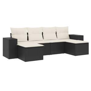 Ensemble de canapés de jardin en rotin PE noir et polyester avec structure en acier thermolaqué, mobilier d'extérieur élégant - Product Image 2