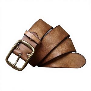 Ceinture en cuir de buffle véritable gravée en acier personnalisée très tendance prête à être expédiée - Product Image 2