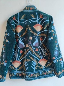 Veste en velours brodée de style chinois, col mandarin, manches longues, motif floral, vêtements d'extérieur d'automne pour adultes - Product Image 2