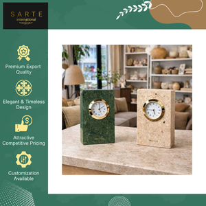 Horloge de bureau silencieuse à piles en marbre indien de luxe, de haute qualité, faite à la main, design personnalisé, écologique, pour une utilisation au bureau moderne - Product Image 6