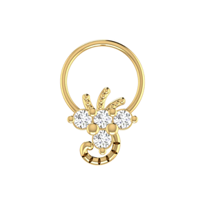 AJRETAIL – Piercing de nez ethnique floral en or 14 carats pour femme, avec diamant naturel 0,12 ct, bijou fin et élégant avec détails dorés - Product Image 1