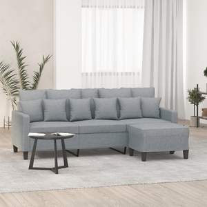 Sofá de 3 Plazas Gris Claro con Reposapiés de Poliéster, Metal y Madera Contrachapada para Sala de Estar - Product Image 1