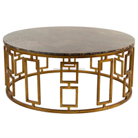 Table basse design moderne de haute qualité avec plateau en fer et marbre blanc pour la décoration de salon par Ambience Lifestyle