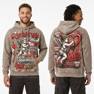 Sudadera con Capucha Premium Azul Marino con Lavado Vintage, Diseño Gráfico Medieval Personalizado, Sudadera con Capucha para Hombre, Estilo Urbano, Tejido Grueso - Product Image 2