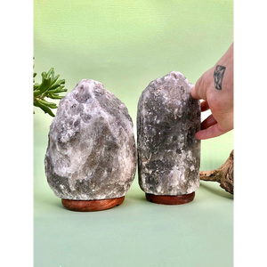 Natural Gray Himalayan Crystal Salt Lamp Pyramid Design Hand Carved Rock Lamp with Adjustable Touch <b>Dimmer</b> for Bedroom - Product Image 4