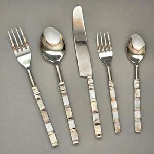 Juegos de Cubiertos de Acero Inoxidable con Mangos de Nácar, Aptos para Contacto con Alimentos, Reutilizables y Lavables en Lavavajillas - Product Image 1