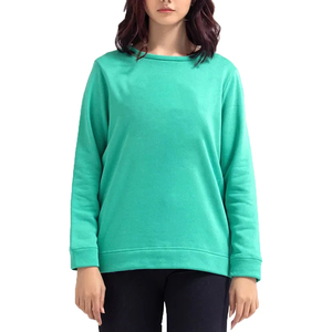 Sudadera de Mujer de Color Sólido con Cuello Redondo, Manga Larga, Informal, Tejida, 100% Algodón, Transpirable, para Otoño - Product Image 1