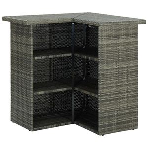 Tavolo da Bar Angolare Rettangolare in Rattan PE Grigio e Acciaio - Categoria Prodotti Tavoli da Bar - Product Image 4