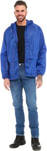 Chaqueta cortavientos impermeable con capucha, informal, estilo urbano, con bloques de color, plegable, para viaje. - Product Image 1