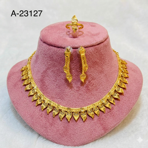 ชุดเครื่องประดับ MOLL JEWELLERS สไตล์อินเดียทันสมัย ชุบทอง 24K ประดับเพชรซิร์คอนรูปดอกไม้ สร้อยคอพร้อมต่างหู สำหรับผู้หญิง เหมาะสำหรับงานหมั้น งานแต่งงาน และงานปาร์ตี้ - Product Image 4