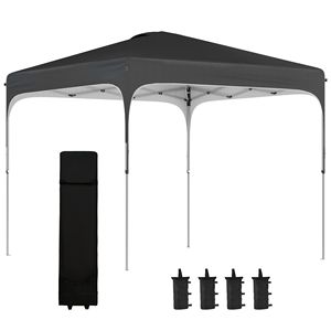 8FT X 8FT Pop up <b>Canopy</b> <b>Tent</b> Adjustable Height Foldable Gazebo with Carry Bag Wheels 4 Leg Weight Bags Gardening Accessory - Product Image 1