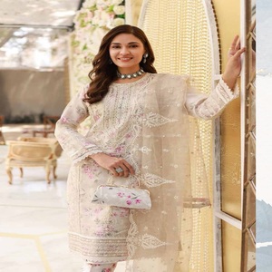 Venta de liquidación Vestido de fiesta para mujer Dr Haris Organza Shalwar Kamez Dupata Estilo indio pakistaní al por mayor - Product Image 5