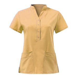 Meilleur prix OEM, haut de gamme, 100% coton, haut de travail à manches courtes, logo personnalisé, détection des aiguilles, uniforme d'hôpital - Product Image 2