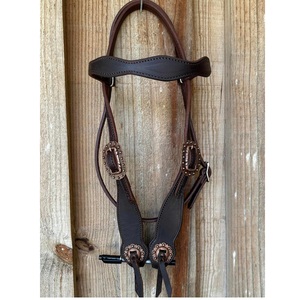 Têtière western artisanale à une seule bride en cuir avec garnitures sculptées à la main - Product Image 5