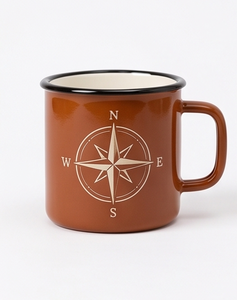 Navigation Theme Metal Camp Cup Custom Logo Printing Heavy Duty Iron Enamel <b>Mug</b> Featuring Compass Rose Artwork Unbreakable - Product Image 2