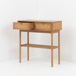 Hotel Console <b>Table</b> Natural Teak Wood <b>Rattan</b> Cane Storage Cabinet for Resort Villa Restaurant Hospitality Contract Furniture - Product Image 3
