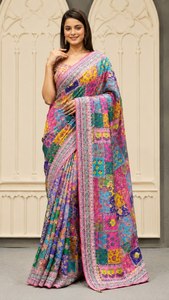 New TENNECY Designer Handwork Reversible <b>Ankle</b>-Length Stretchable Saree | Party Ethnic Wedding All Seasons Saree - Product Image 2