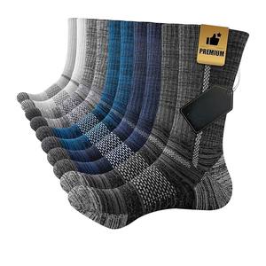 Men's Ankle Knitted Spandex/Polyester Crew Socks-<b>Cushioned</b> Moisture-Wicking Breathable Anti-Bacterial Cuff Detail Spring Hiking - Product Image 1