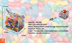 Kwang Hsieh Injection-Molded <b>Foldable</b> Square Acrylic Candy Dispenser Storage Box Reusable PS Food Container Transparent Bulk Who - Product Image 5