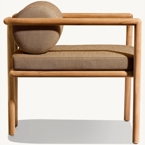 Sillón individual de madera de teca con un estilo moderno y sencillo, apto para uso en exteriores, equipado con cojines. - Product Image 3
