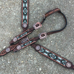 Ensemble de têtière et de collier de poitrine pour cheval de qualité supérieure, en cuir de vache véritable, logo personnalisé, couleur personnalisée, OEM accepté, style western - Product Image 1