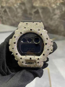 Reloj de Pulsera Personalizado Iced Shock para Hombre, Estilo Hip Hop, Cronógrafo Digital, Bisel con Diamantes Simulados, Acero Inoxidable de Lujo, 20 mm - Product Image 2