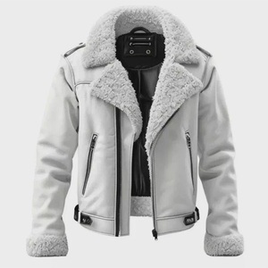 Custom Unisex <b>Shearling</b> <b>Bomber</b> <b>Jacket</b> Winter Warm Polyester Casual Mens Fur Collar <b>Jacket</b> OEM Custom Logo Wholesale - Product Image 2