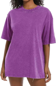 Camiseta de algodón vintage informal para mujer, de moda, que absorbe la humedad, de corte holgado, estilo grunge, con cuello redondo, talla OEM - Product Image 6