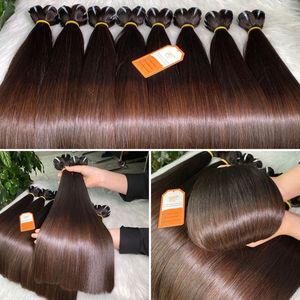 เครื่องต่อผมย้อมผมด้วยด้ายสองชั้นทำจากผมจริงสีดำปลายตรงปลายสีน้ำตาลอ่อน - Product Image 4