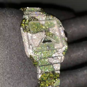 Montre de luxe unisexe de qualité supérieure, fabriquée à la main, de marque originale, cadran noir, semi-sertie, style antique, cristal saphir VVS, cultivé en laboratoire - Product Image 3