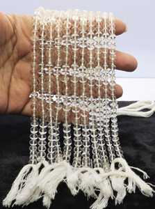 ลูกปัดคริสตัลสีขาวเรียบเนียนทรงรอนเดลล์ขนาด 5-6 มม. ลูกปัดคริสตัลทรงรอนเดลล์ขนาด 10 นิ้ว ลูกปัดคริสตัลใสธรรมชาติ - Product Image 4