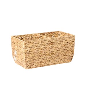 Boho Water Hyacinth <b>Storage</b> Basket <b>3</b> Section Woven Decorative Organizer <b>Bin</b> Star Embroidered Baby Nursery Caddy - Product Image 2