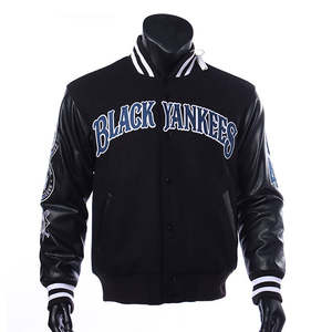 Veste de baseball Letterman, veste varsity, manches en cuir véritable, corps en laine, pour hommes, confortable et respirante - Product Image 1