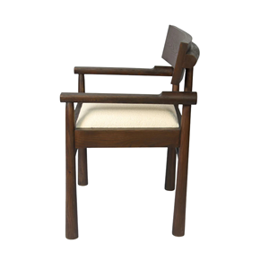 Silla de Comedor de Madera Maciza de Teca con Reposabrazos y Asiento Tapizado, Muebles Modernos de Estilo Nórdico para Restaurante y Hotel - Product Image 4