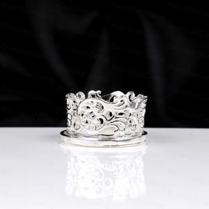 925 Sterling <b>Silver</b> Plated Crown Intricate Filigree Cutout Band For Women Vintage Tiara Princess Band Handmade Heirloom <b>Ring</b> - Product Image 2