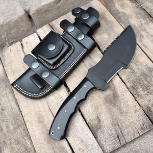 Cuchillo de Camping de Hoja Fija con Punta de Clip, Acero con Alto Contenido de Carbono, Borde Dentado, Mango de Madera, Funda de Cuero, Herramienta de Supervivencia al Aire Libre, OEM - Product Image 1