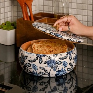 Boîte à Chapati en Bois Écologique Style Moderne, Faite à la Main, Durable, avec Couvercle Rabattable, Panier Chauffe-Tortillas pour une Fraîcheur Optimale - Product Image 2