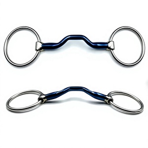 Nuevo Bridón Ecuestre Azul con Anillo Suelto de Hierro Dulce Riaz Jamal Intel's Low Port para Entrenamiento de Caballos Western - Product Image 2