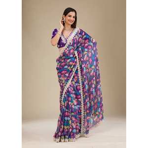 Sari de noche de diseñador para fiestas Bordado y lentejuelas Trabajado Codding - Product Image 1