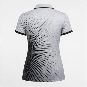 Polo de Manga Corta para Mujer con Logotipo Personalizado, Color Gris Plateado con Degradado de Puntos, Secado Rápido, Sublimación, Ropa Deportiva de Golf - Product Image 2