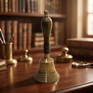 <b>Brass</b> Hand <b>Bell</b> Classic Design with Wooden Handle Vintage Table <b>Bell</b> Decorative <b>Bell</b> for Home Office Hotel Reception - Product Image 6