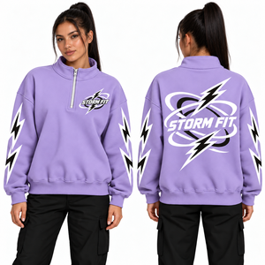 Storm Fit <b>Women's</b> for <b>Quarter</b> <b>Zip</b> <b>Sweatshirt</b> Full Sleeve Screen Printed Logo Hooded Collar Knitted Breathable Winter 100% - Product Image 1